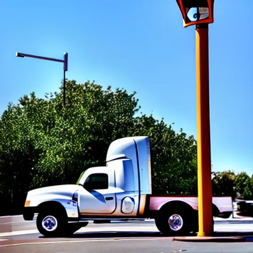 Image similar to truck above a street light pole