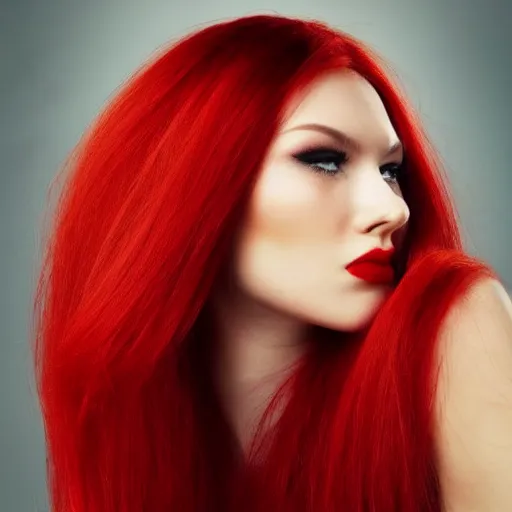 Prompt: a very beautiful woman with red hair