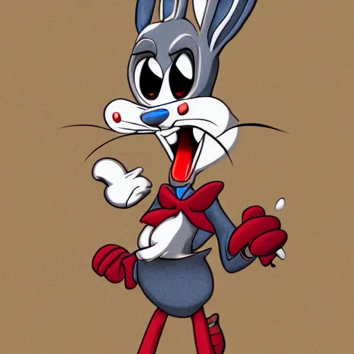 Image similar to bugs bunny gangster with blood spray, rule of thirds, insanely detailed, photorealistic, 8 k.