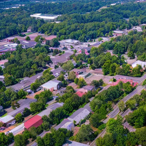 Image similar to an aerial view of Cullman, Alabama, award winning photo, artstation, 8k quality,