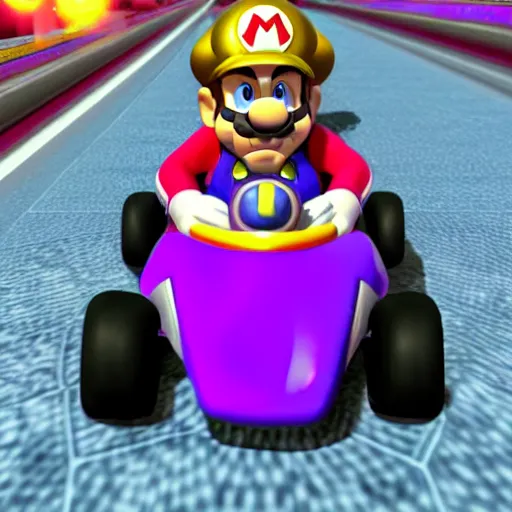 Image similar to thanos in mario kart