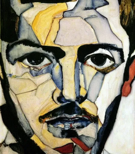 Image similar to portrait of justin timberlake by egon schiele, intense desire, high quality, high detail