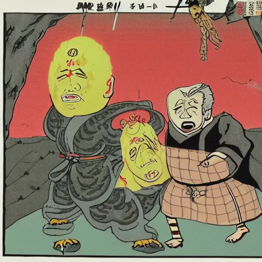 Image similar to Jonah Hill neverending torture. Jigoku Zoshi, by Shōsai 松斎