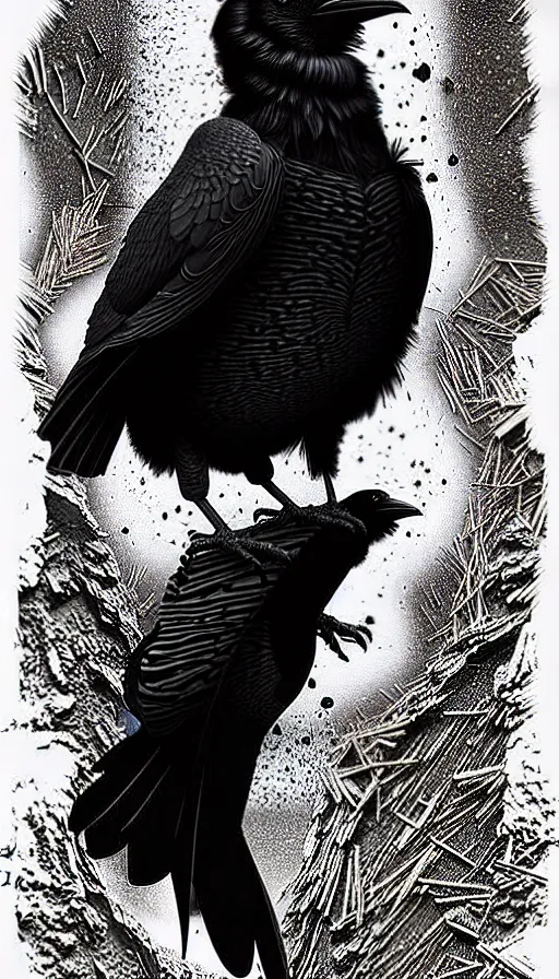 Image similar to epic professional digital art of raven bird that is a human by dan hillier and julia deville