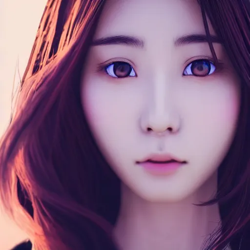 Image similar to a dynamic, epic cinematic 8K HD movie shot of close-up japanese beautiful cute young J-Pop idol actress girl face. Motion, VFX, Inspirational arthouse, at Behance, with Instagram filters