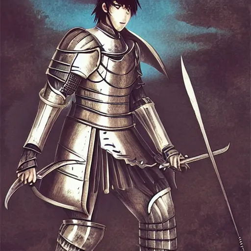 Image similar to “a manga medieval knight”