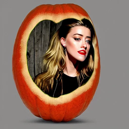 Prompt: gourd gourd shaped into the face of amber heard