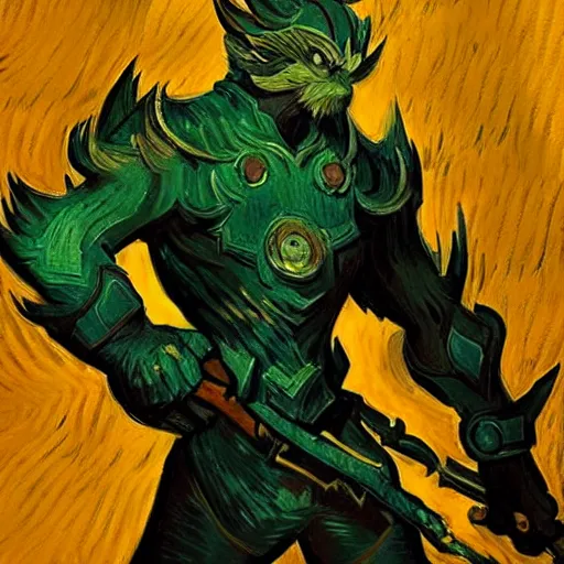 Prompt: league of legends character designed by van gogh