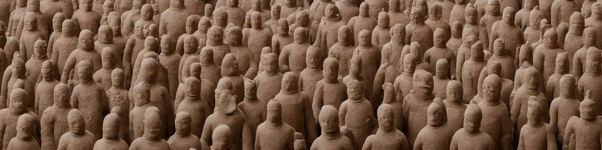 Image similar to hundreds of humans. A sea of humans. interconnected flesh. Melting clay golem humans. Dungeons&Dragons: Lemure. Lemure creature. Demonic scene. Many humans intertwined and woven together. Bodies and forms amesh. Terracotta army. Extremely unsettling artwork. Clay sculpture by Alberto Giacometti.