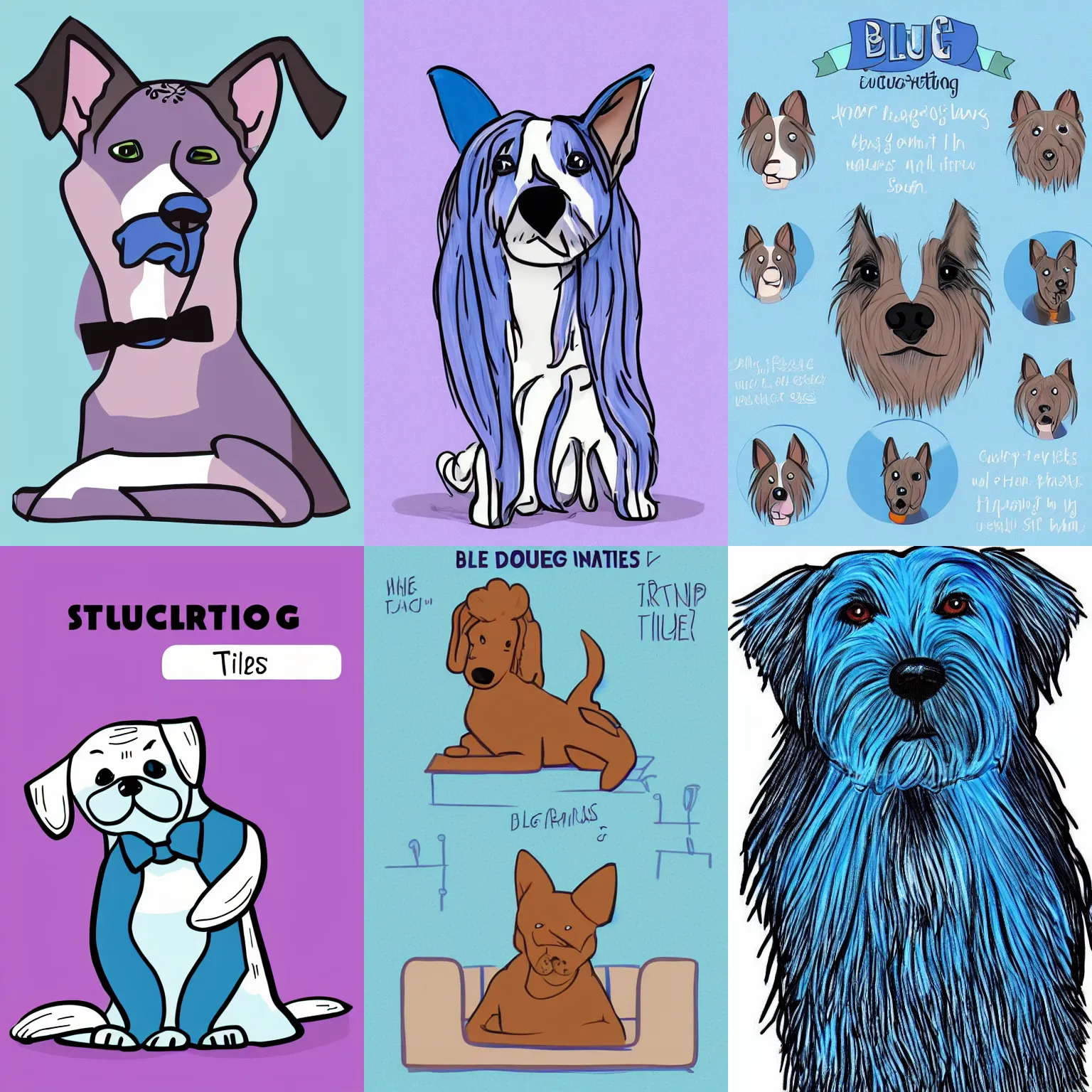 Prompt: Blue Illustrative Dog Grooming Tips Instagram Post, cartoon, template on Canva