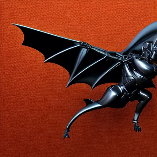 Prompt: 3d render of a xenomorphic bat, black chrome