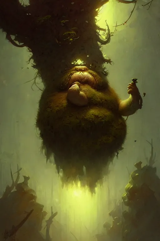 Prompt: great fat ent moss moustache by bayard wu, anna podedworna, gaston bussiere, greg rutkowski