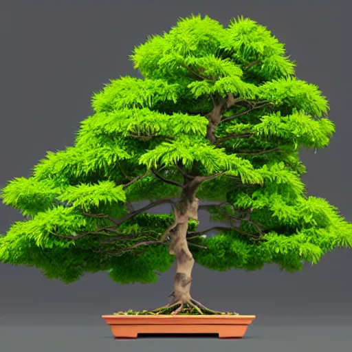 Image similar to a 3d render of a low poly bonsai tree