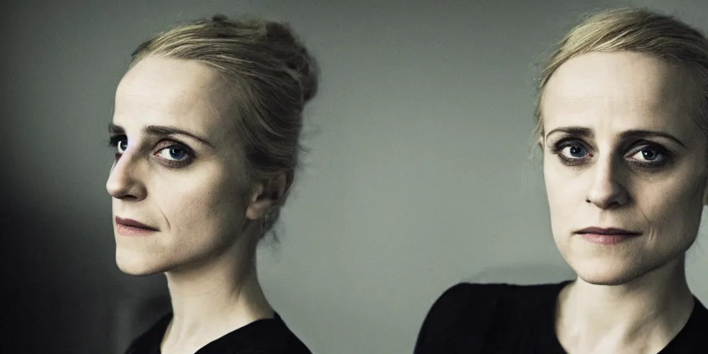 Image similar to agnes obel as a character from the dark series, cinematic, mysterious, confusion, intricate, elegant