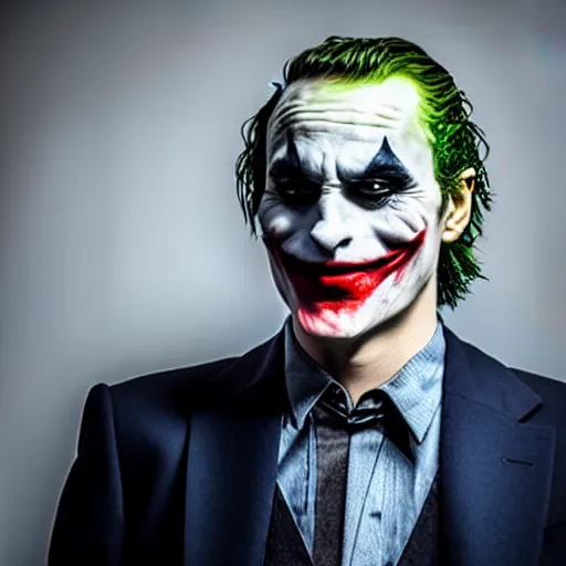 Prompt: The Joker posing from LinkedIn profile picture, professional headshot