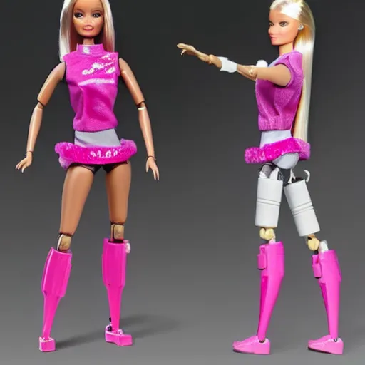 Prompt: barbie doll as a fully modified cyborg, photorealistic,