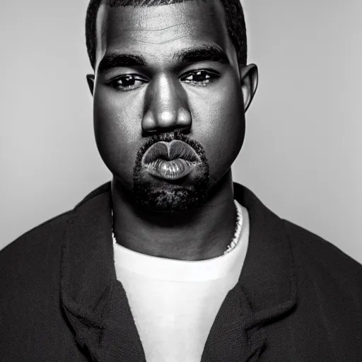 Prompt: the face of young kanye west at 1 6 years old, portrait by julia cameron, chiaroscuro lighting, shallow depth of field, 8 0 mm, f 1. 8