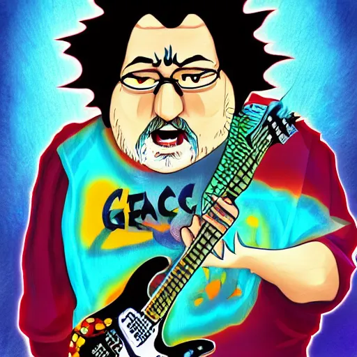 Prompt: jerry garcia anime. deviantart, artstation