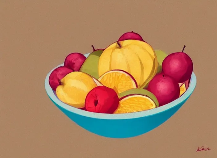 Image similar to a bowl of fruit. clean cel shaded vector art. shutterstock. behance hd by lois van baarle, artgerm, helen huang, by makoto shinkai and ilya kuvshinov, rossdraws, illustration, art by ilya kuvshinov