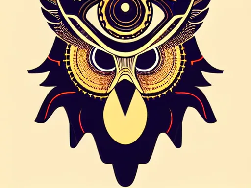 Prompt: Portrait of eagle, steampunk, gold, colorful, illustration, highly detailed, simple, smooth and clean vector curves, no jagged lines, vector art , smooth