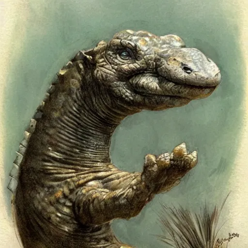 Image similar to ( ( ( ( ( cute looking shy komodo ) ) ) ) ) by jean - baptiste monge!!!!!!!!!!!!!!!!!!!!!!!!!!!