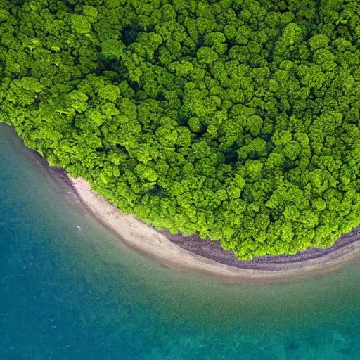 Prompt: aerial hd photograph of an uncontacted tribe from the andaman and nicobar islands