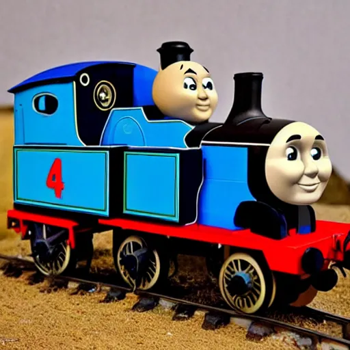 Image similar to thomas the tank engine, mad max fury road, highly detailed, high quality, high resolution