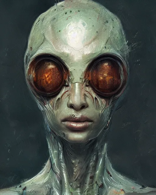 Prompt: detailed portrait alien, elite, by Ismail inceoglu dragan bibin hans thoma greg rutkowski Alexandros Pyromallis Nekro Rene Maritte Illustrated, Perfect face, fine details, realistic shaded, fine-face, pretty face