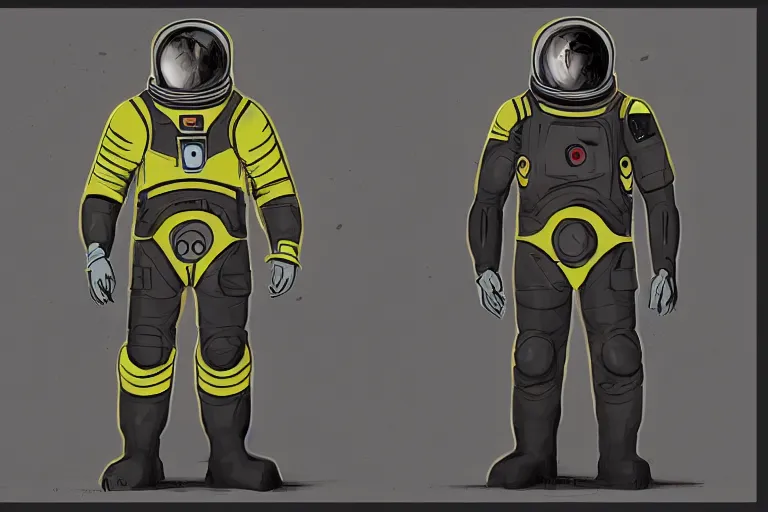 Image similar to Foundation TV Show concept art by Adam Middleton, space suit reference color test