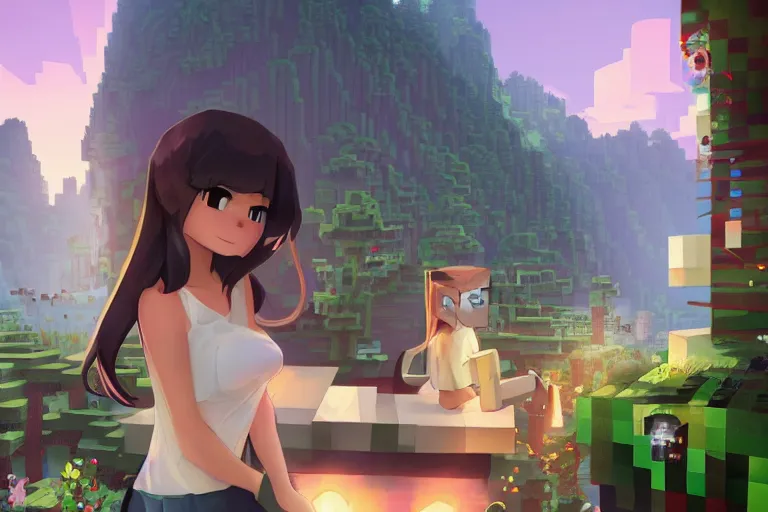 Prompt: minecraft girlfriend, scenic full shot, ambient lighting, detailed face, by makoto shinkai, stanley artgerm lau, wlop, rossdraws