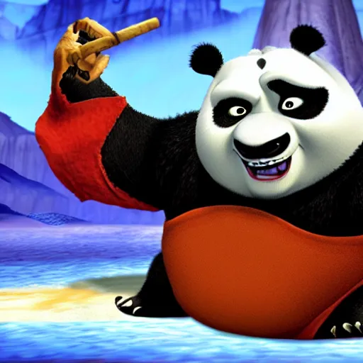 Image similar to kung fu panda in mortal kombat 3 game, sega 1 6 bit, fighting