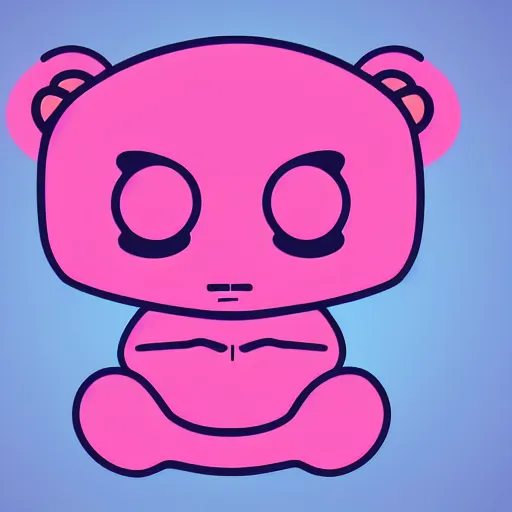 Image similar to iconic vector logo of cute cuddly pink bear with a podcast microphone, melodic, headphones, music, streaming, dreamy, isometric, adorable, octane render, golden ratio, 4k UHD, iconic design