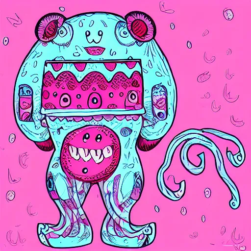 Image similar to cute pink ice cream monster, intricate artwork, uwu anime, digital painting, beautiful