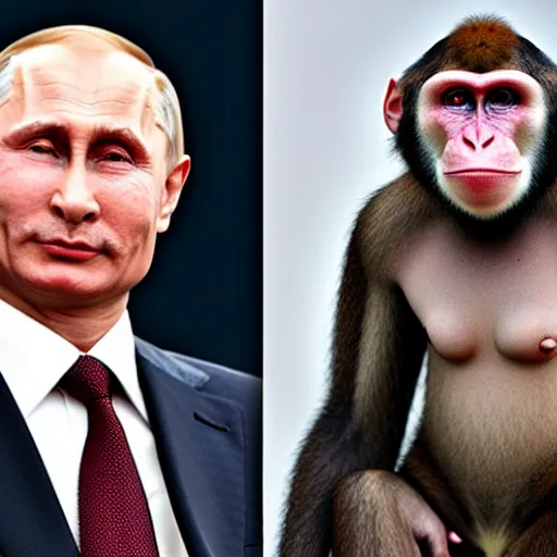 Image similar to vladimir putin crossed with monkey, monke putin