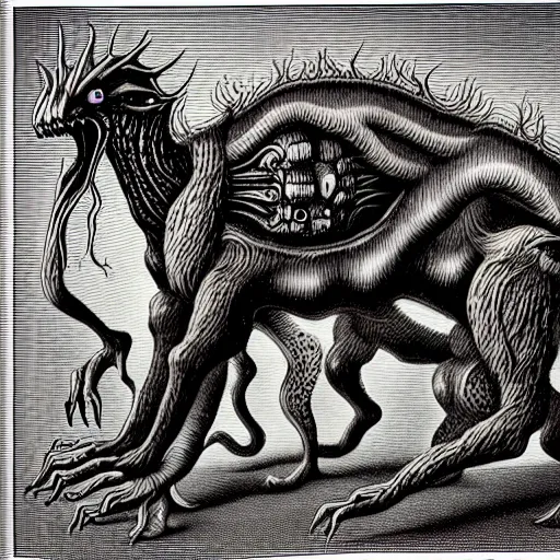 Image similar to bizarre bestiary of repressed unconscious emotional monsters and creatures