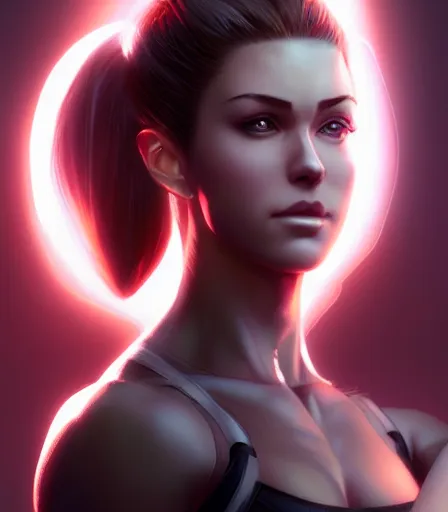 Image similar to beautiful portrait of a gorgeous personal trainer who looks like Sonya Blade , character design by charlie bowater, ross tran, artgerm, and makoto shinkai, detailed, soft lighting, rendered in octane