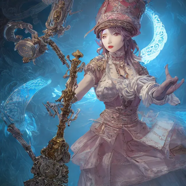 Prompt: studio portrait of neutral good colorful female cleric bard healer as absurdly beautiful, elegant, young skinny gravure idol, ultrafine hyperdetailed illustration by kim jung gi, irakli nadar, intricate linework, sharp focus, bright colors, octopath traveler, final fantasy, unreal engine highly rendered, global illumination, radiant light, detailed and intricate environment