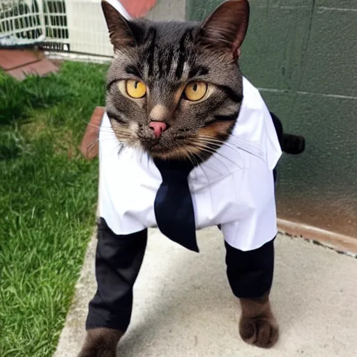 Image similar to a cat wearing a policeman outfit