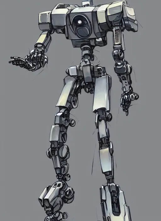 Prompt: concept art of a mech robot, pinterest, artstation trending, behance, watercolor, by coby whitmore *, silver, laser light *,