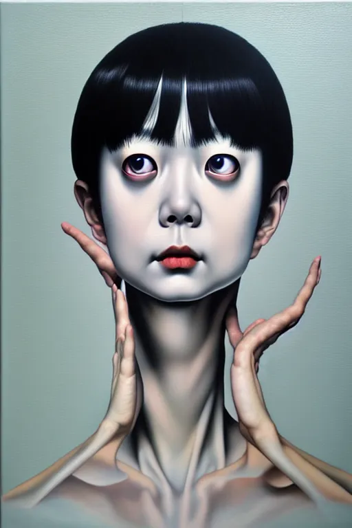 Prompt: mythos of ego. ethos of id. by junji ito, hyperrealistic photorealism acrylic on canvas