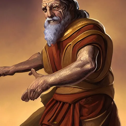 Image similar to silly, arrogant ancient greek philosopher debating, dnd character, comedic portrait, matte fantasy painting, deviantart artstation, by jason felix by steve argyle by tyler jacobson