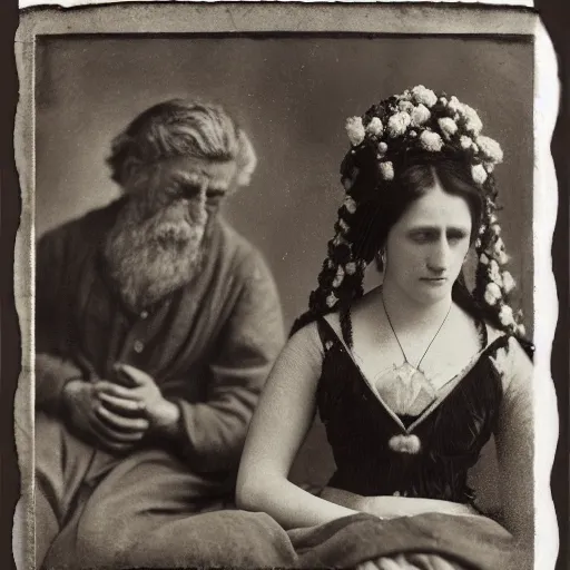 Image similar to homer and marge simpson by julia margaret cameron, realistic, body shot, sharp focus, 8 k high definition, insanely detailed, intricate, elegant, cherry blossoms