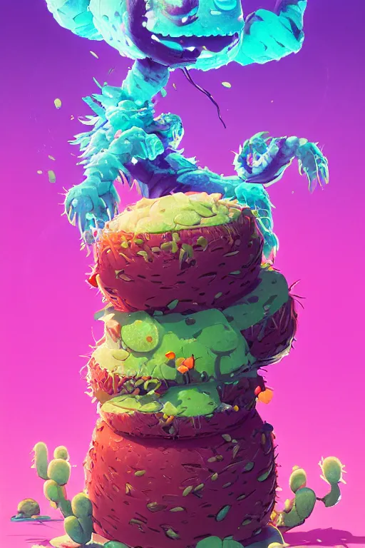 Image similar to roots cactus sushi cristal smurf ghost creature animal sushi cristal very big eye roots cactus elemental flush of force nature micro world fluo fishscale, behance hd by jesper ejsing, by rhads, makoto shinkai and lois van baarle, ilya kuvshinov, rossdraws radiating a glowing aura global illumination ray tracing hdr