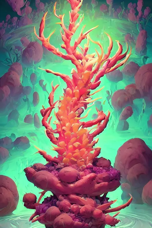 Image similar to roots cactus sushi cristal smurf ghost creature animal sushi cristal very big eye roots cactus elemental flush of force nature micro world fluo fishscale, behance hd by jesper ejsing, by rhads, makoto shinkai and lois van baarle, ilya kuvshinov, rossdraws radiating a glowing aura global illumination ray tracing hdr