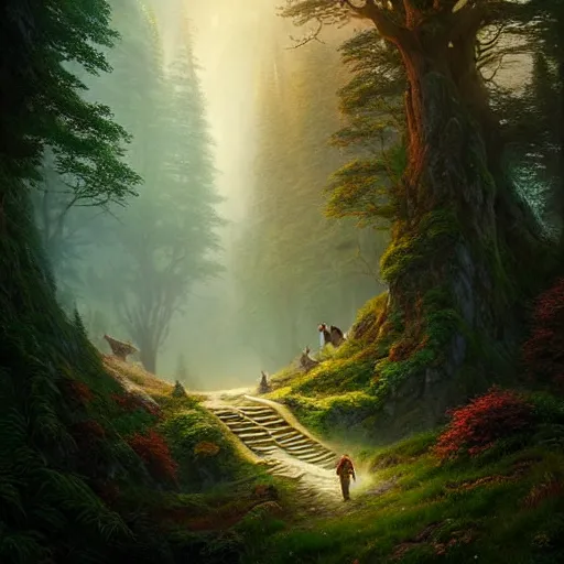 Prompt: beautiful matte painting of archway fantasy path into the mountainous sloping meadow and slightly forested background, atmospheric lighting, painted, intricate, volumetric lighting, beautiful, rich deep colors masterpiece, sharp focus, ultra detailed by leesha hannigan, ross tran, thierry doizon, kai carpenter, ignacio fernandez rios