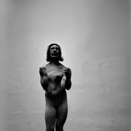 Image similar to expired kodak film photograph of strange butoh dancer, 8 k, award winning photography, cinematic