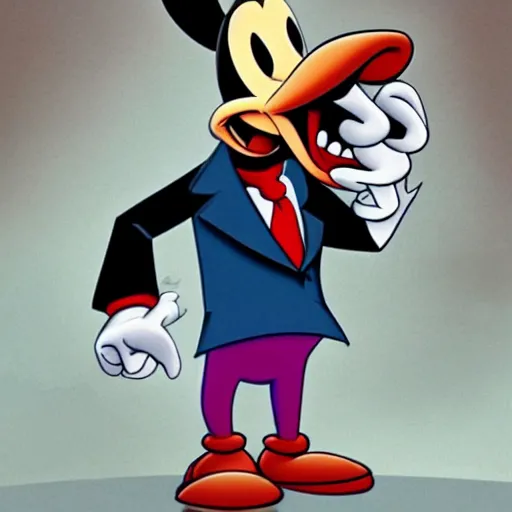 Image similar to evil Goofy as CEO of an evil corporation