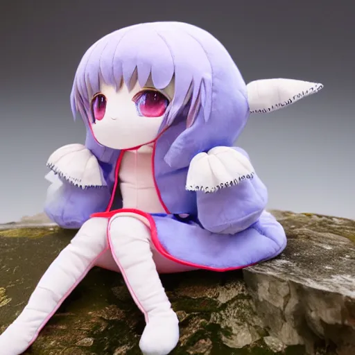Image similar to cute fumo plush of a girl from the kingdom of the sky, vray, floating island