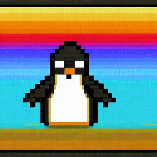 Prompt: arctic landscape, 8 bit pixel art, penguin, hut