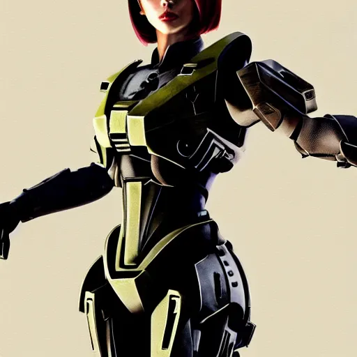 Image similar to A combination of Ada Wong's and Grace Kelly's and Ashley Greene's appearances with blonde hair wearing Master Chief's armor from Halo, high tech, action shot, angular, CGI, full body portrait, futuristic, dramatic, fantasy, intricate, elegant, highly detailed, digital painting, artstation, concept art, matte, sharp focus, illustration, art by Donato Giancola and James Gurney